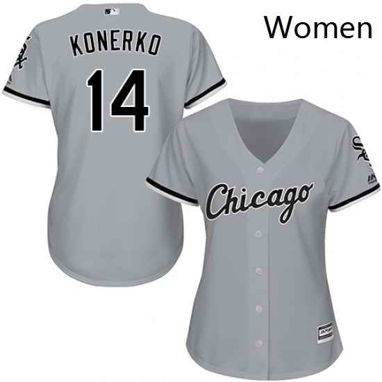 Womens Majestic Chicago White Sox 14 Paul Konerko Authentic Grey Road Cool Base MLB Jersey